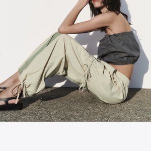 Zara technical toggle gabardine top